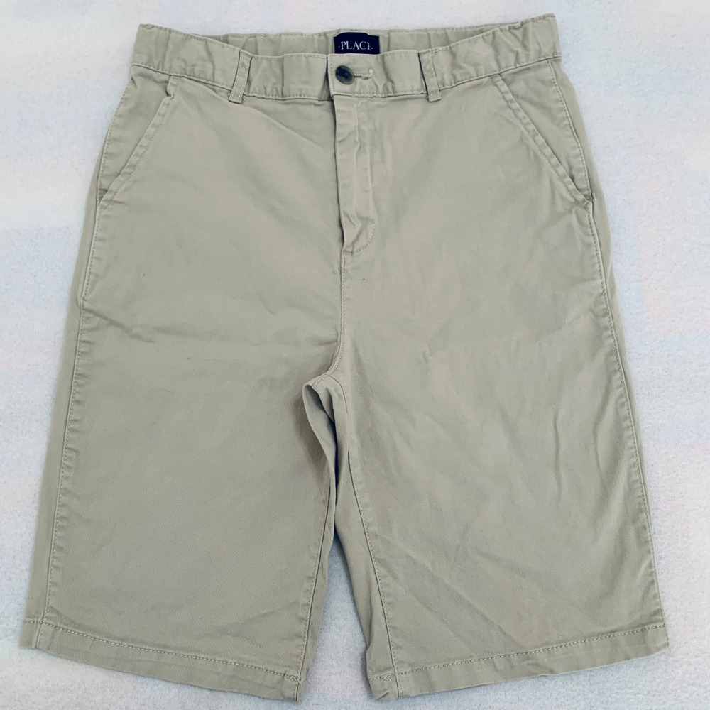 The Children's Place Chino Shorts BIG BOY Uniform Size 18 Khaki Adjustable Waist